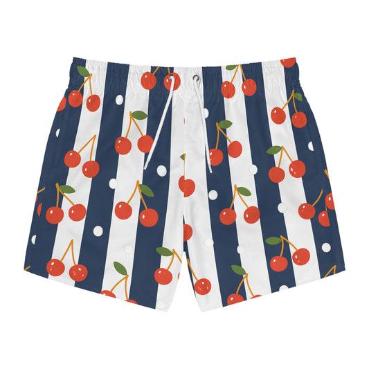 Cherries on Stripes Men's Swim Shorts